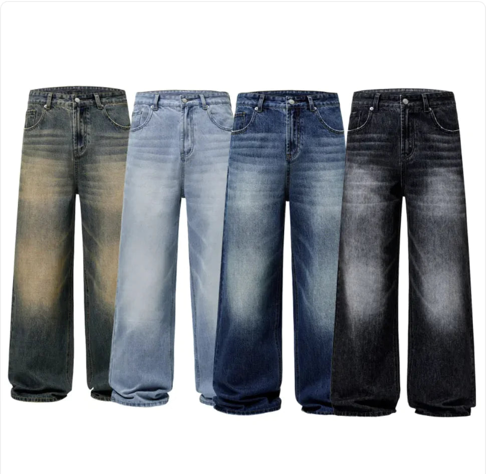 Men's Straight-Leg Korean Jeans