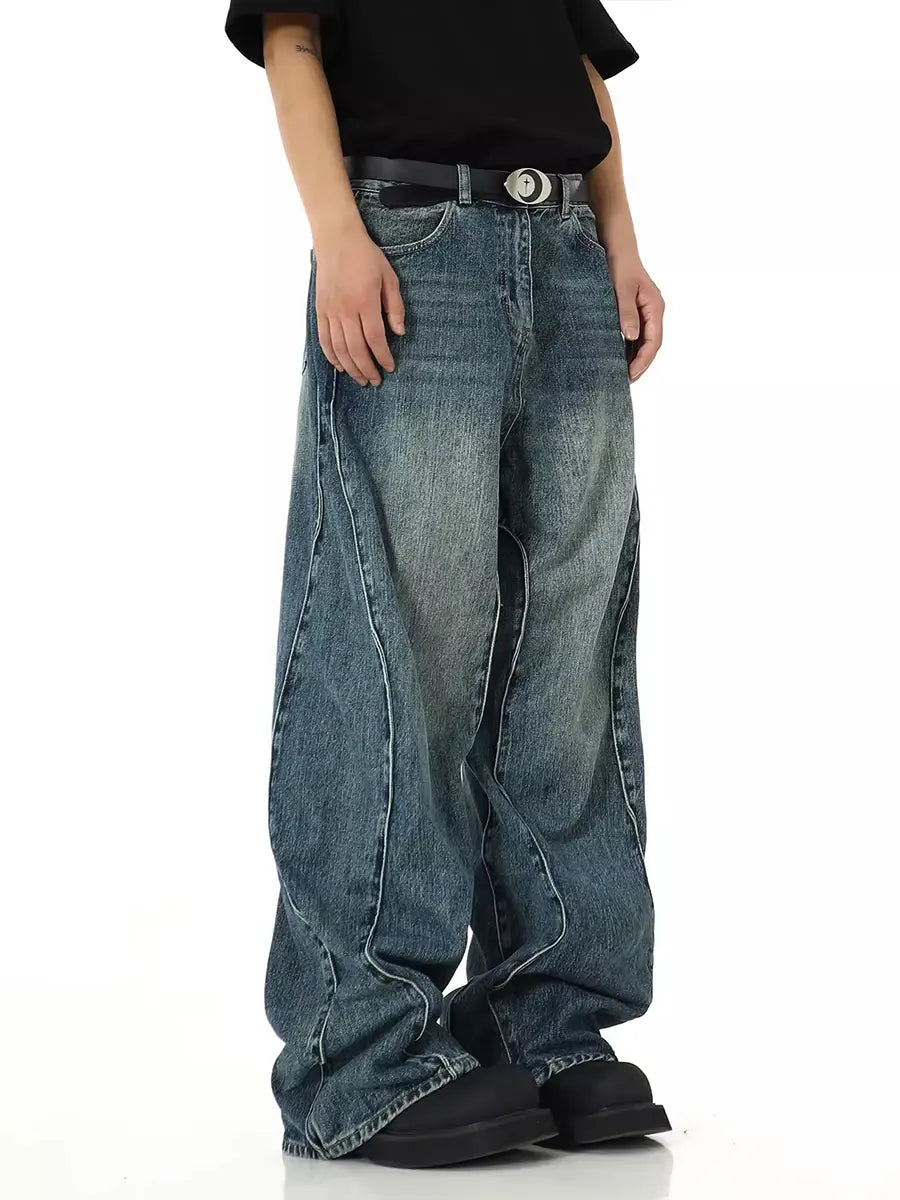 Twisted Seam Men Baggy Jeans