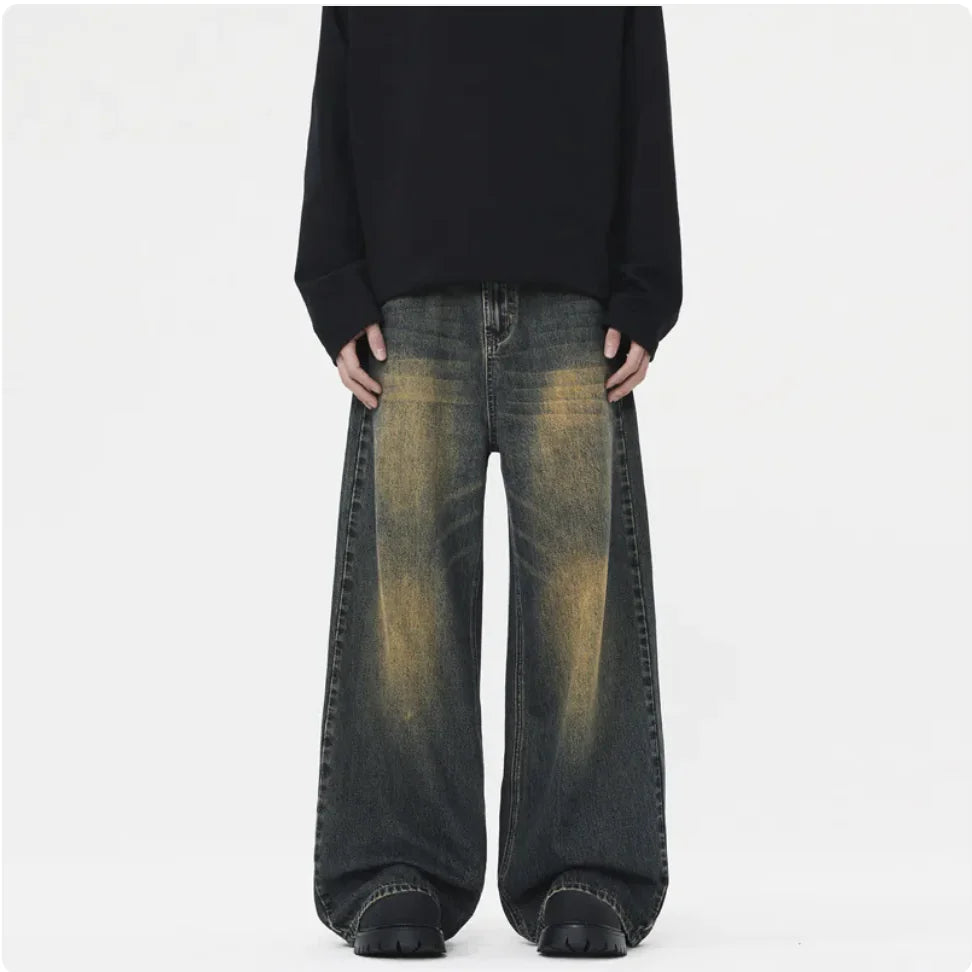 Men's Straight-Leg Korean Jeans