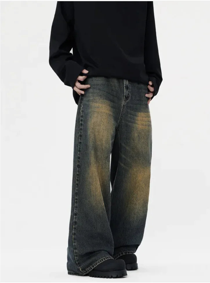 Men's Straight-Leg Korean Jeans