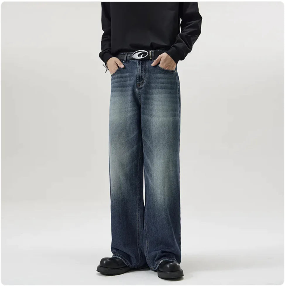 Men's Straight-Leg Korean Jeans